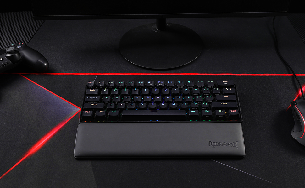 Redragon P035 Meteor S Keyboard Wrist Rest Pad Soft Memory Foam w/ Anti-Slip Rubber Base For 60% 61 Keys Compact Size